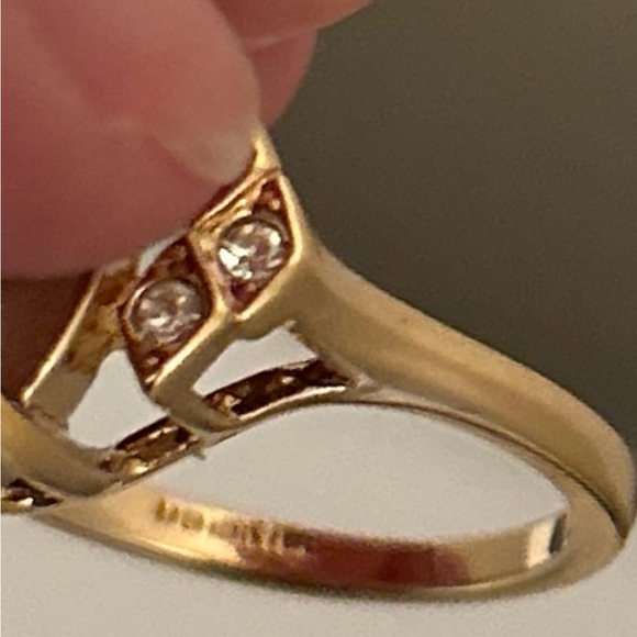 Goldstone Cocktail Ring Size 7 18k Gold Electroplated Cubic zirconia stones - Picture 5 of 5